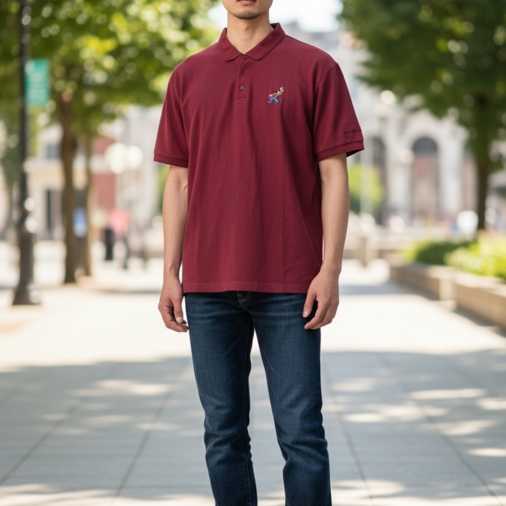 Men's Short-Sleeve Polo in Deep Burgundy